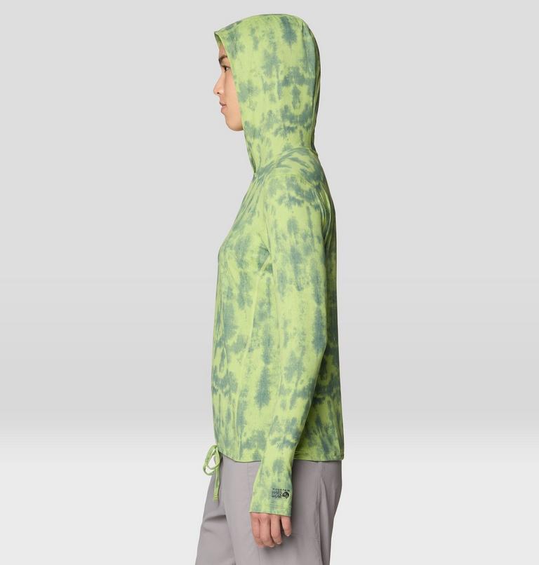 Women's Crater Lake Long Sleeve Hoody, Color: Bright Lichen Shadowdye XS Print, image 3