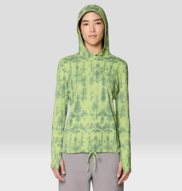 Women's Crater Lake Long Sleeve Hoody, Color: Bright Lichen Shadowdye XS Print, image 16