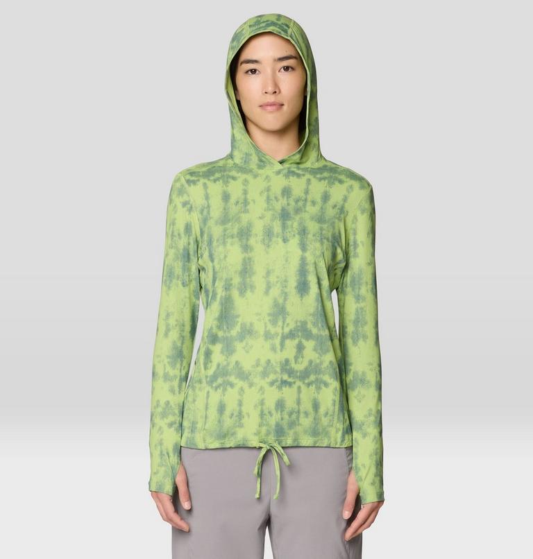 Women's Crater Lake Long Sleeve Hoody, Color: Bright Lichen Shadowdye XS Print, image 4