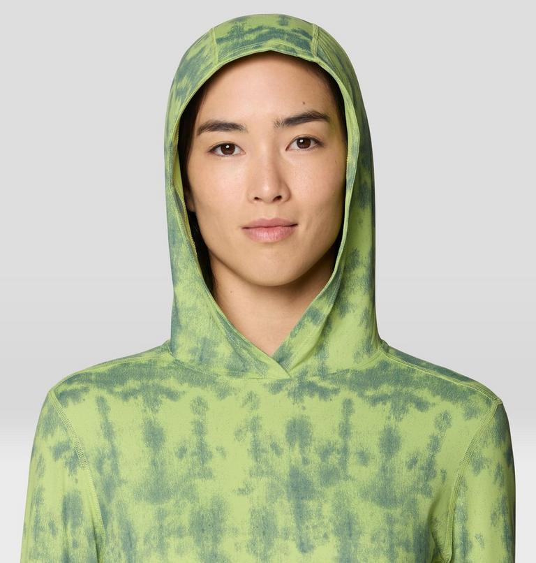 Women's Crater Lake Long Sleeve Hoody, Color: Bright Lichen Shadowdye XS Print, image 5