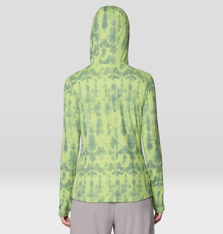 Women's Crater Lake Long Sleeve Hoody, Color: Bright Lichen Shadowdye XS Print, image 2