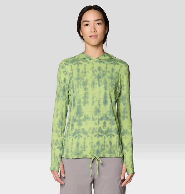 Women's Crater Lake Long Sleeve Hoody, Color: Bright Lichen Shadowdye XS Print, image 1
