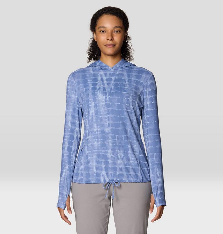 Women's Crater Lake Long Sleeve Hoody, Color: Best Coast Blue Prismatic Print, image 7