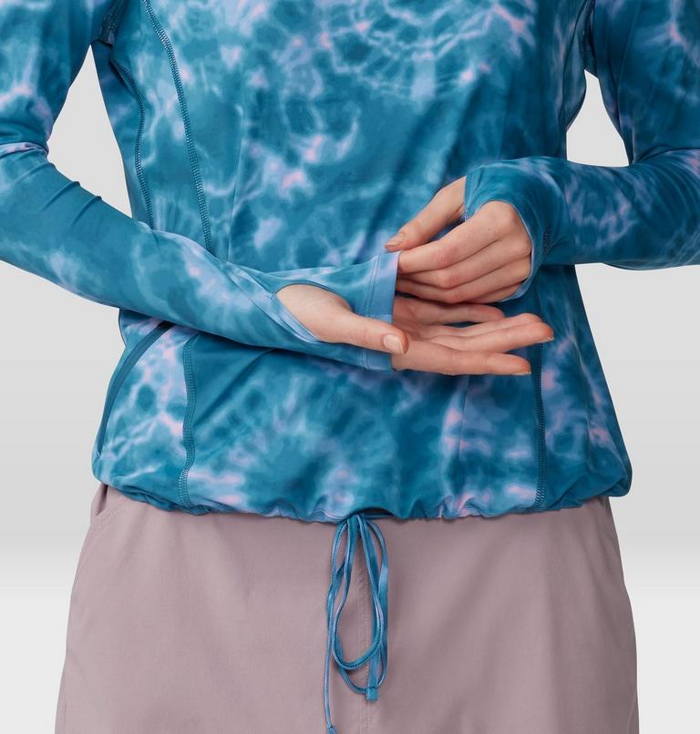 Women's Crater Lake Long Sleeve Hoody, Color: Baltic Blue Spore Dye Print, image 5