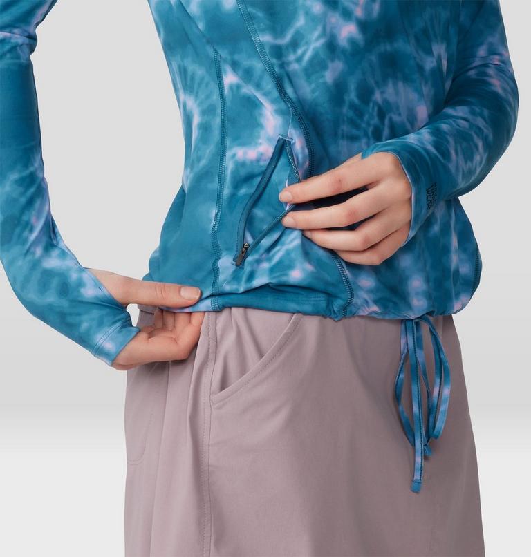 Women's Crater Lake Long Sleeve Hoody, Color: Baltic Blue Spore Dye Print, image 6