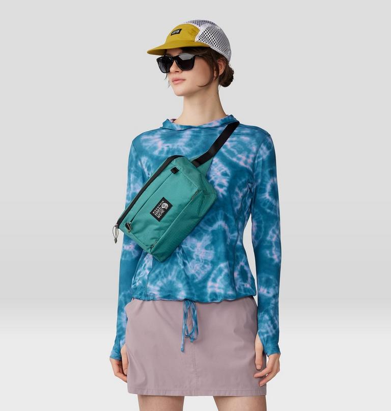 Women's Crater Lake Long Sleeve Hoody, Color: Baltic Blue Spore Dye Print, image 7