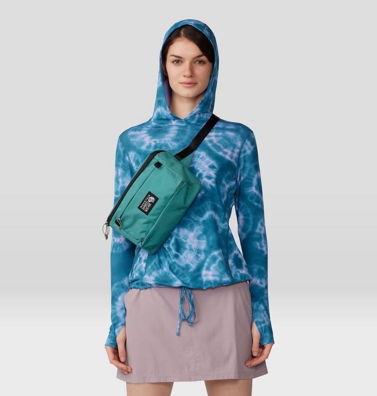 Women's Crater Lake Long Sleeve Hoody, Color: Baltic Blue Spore Dye Print, image 9