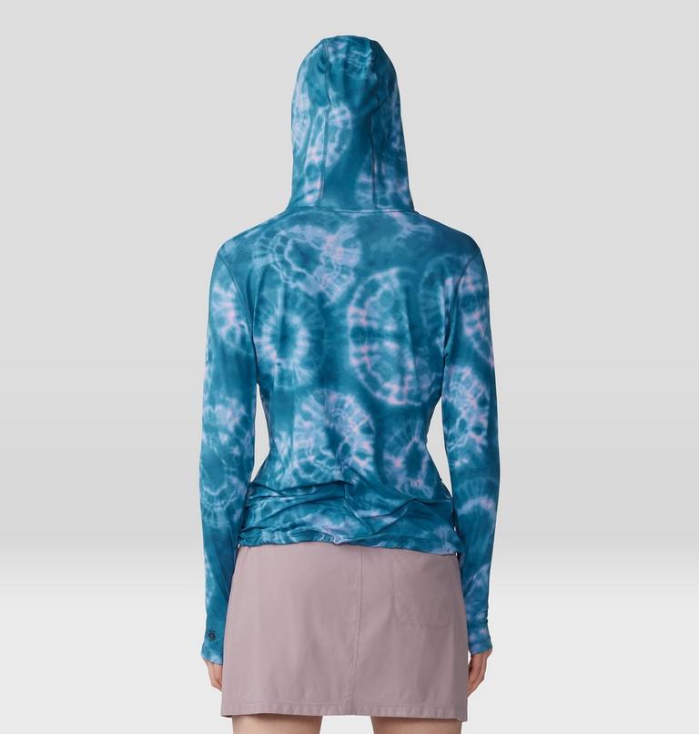 Women's Crater Lake Long Sleeve Hoody, Color: Baltic Blue Spore Dye Print, image 2