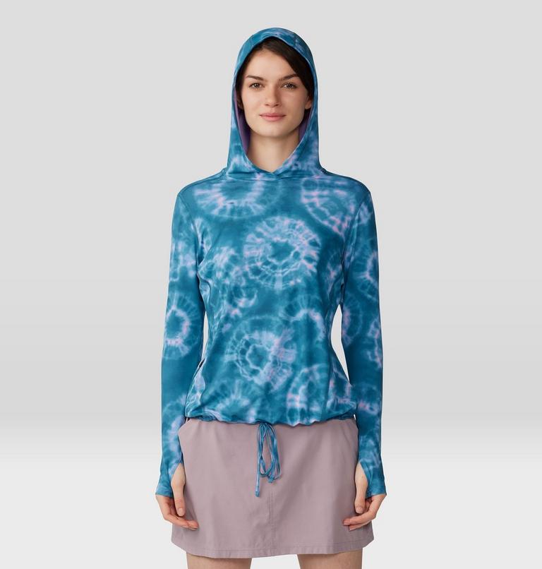 Women's Crater Lake Long Sleeve Hoody, Color: Baltic Blue Spore Dye Print, image 1