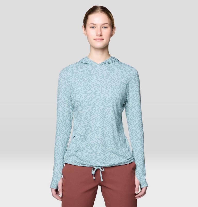 Women's Crater Lake Long Sleeve Hoody, Color: Ice Shadow Peaks Print, image 5