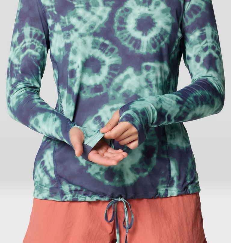 Chandail manches longues à capuchon Crater Lake Femme, Color: Lapis Dusk Spore Dye Print, image 6