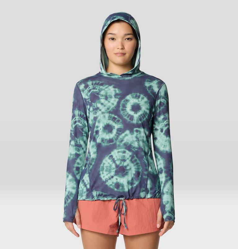 Chandail manches longues à capuchon Crater Lake Femme, Color: Lapis Dusk Spore Dye Print, image 1