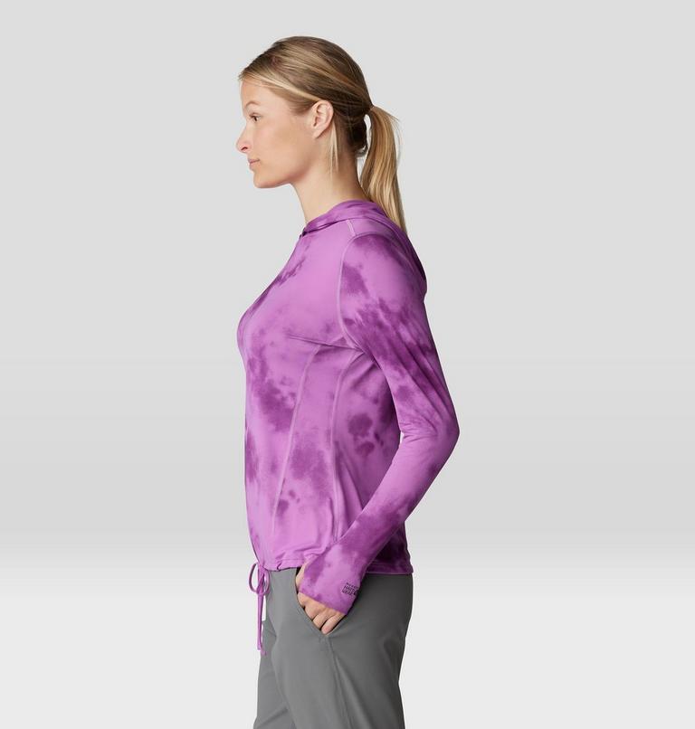 Femme Crater Lake Manches longues Chandail à capuchon, Color: Lilac Glow Clouds Print, image 3