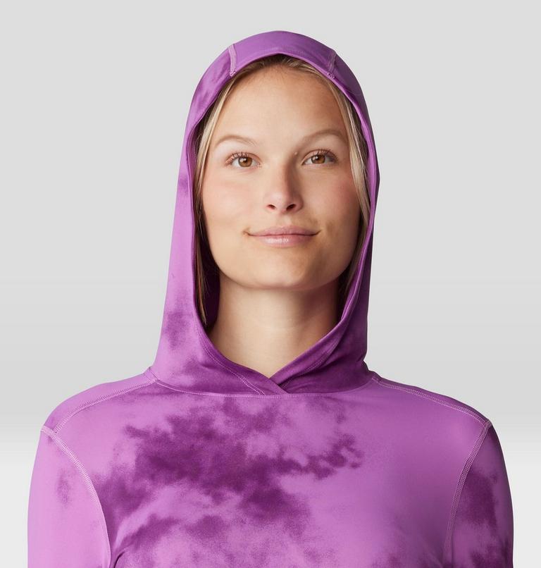 Femme Crater Lake Manches longues Chandail à capuchon, Color: Lilac Glow Clouds Print, image 4