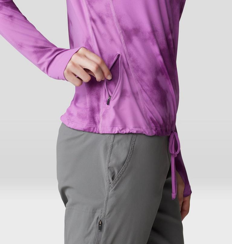 Femme Crater Lake Manches longues Chandail à capuchon, Color: Lilac Glow Clouds Print, image 5