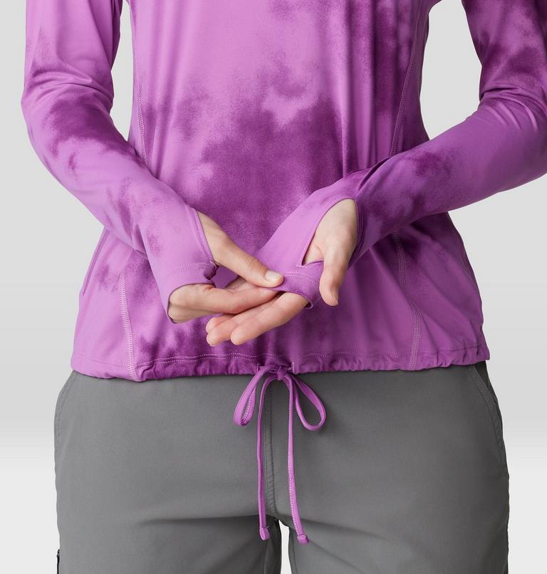 Femme Crater Lake Manches longues Chandail à capuchon, Color: Lilac Glow Clouds Print, image 6