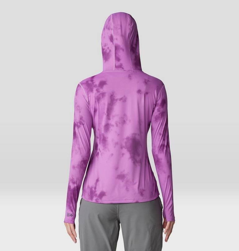 Femme Crater Lake Manches longues Chandail à capuchon, Color: Lilac Glow Clouds Print, image 2
