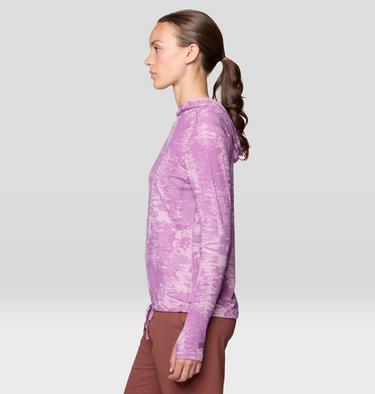 Women's Crater Lake Long Sleeve Hoody, Color: Lilac Glow Ink Dyed Print, image 4