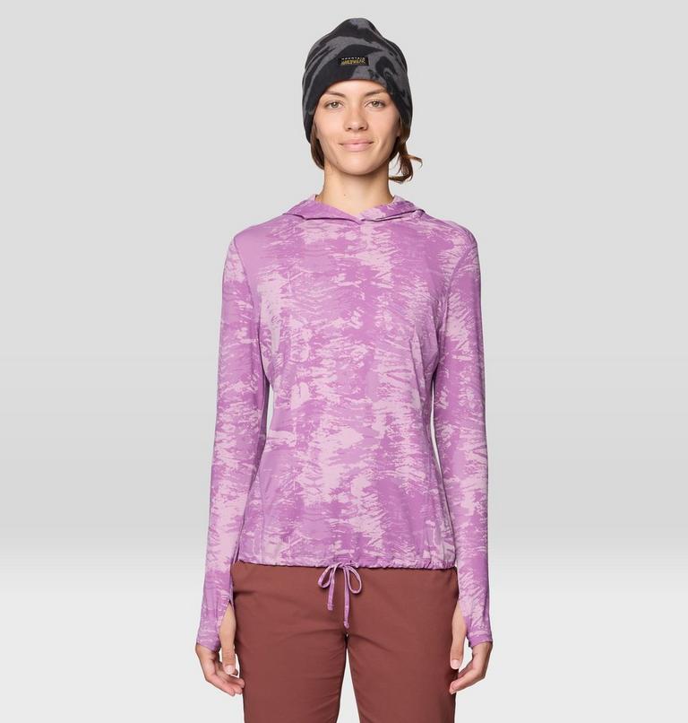 Women's Crater Lake Long Sleeve Hoody, Color: Lilac Glow Ink Dyed Print, image 5