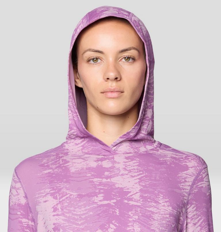 Women's Crater Lake Long Sleeve Hoody, Color: Lilac Glow Ink Dyed Print, image 6