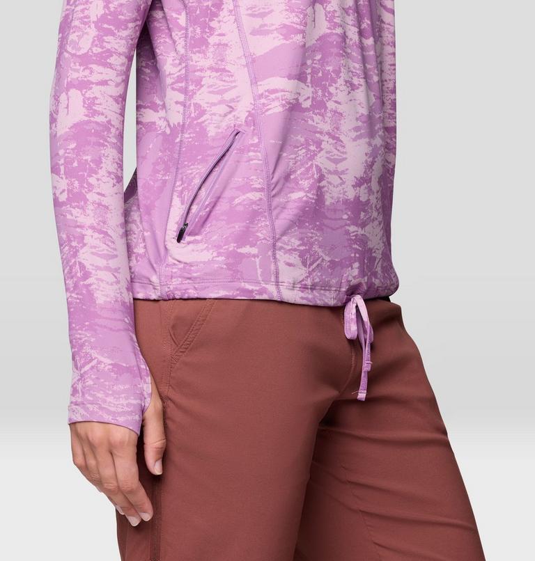 Women's Crater Lake Long Sleeve Hoody, Color: Lilac Glow Ink Dyed Print, image 8