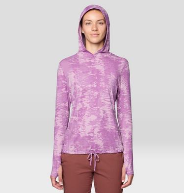 Women's Crater Lake Long Sleeve Hoody, Color: Lilac Glow Ink Dyed Print, image 1