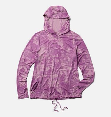 Women's Crater Lake Long Sleeve Hoody, Color: Lilac Glow Ink Dyed Print, image 2