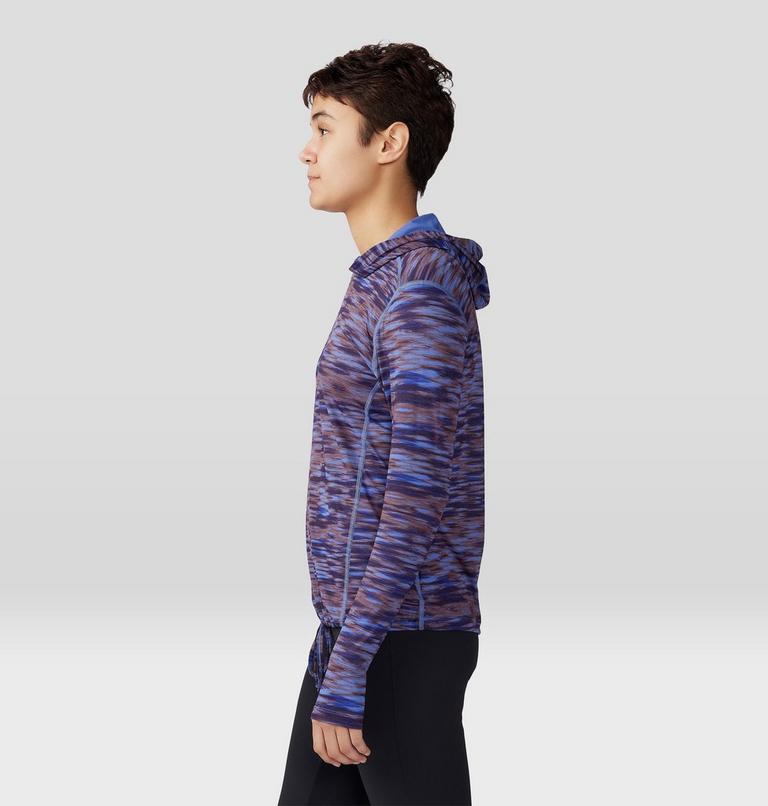 Femme Crater Lake Manches longues Chandail à capuchon, Color: Berry Vivid Frequency Print, image 3