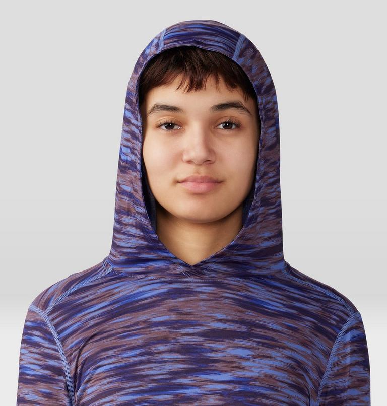 Femme Crater Lake Manches longues Chandail à capuchon, Color: Berry Vivid Frequency Print, image 4