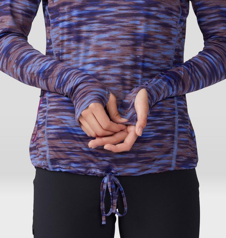 Femme Crater Lake Manches longues Chandail à capuchon, Color: Berry Vivid Frequency Print, image 5
