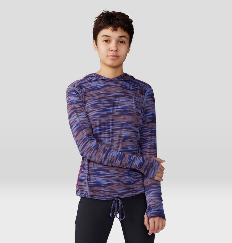 Femme Crater Lake Manches longues Chandail à capuchon, Color: Berry Vivid Frequency Print, image 1