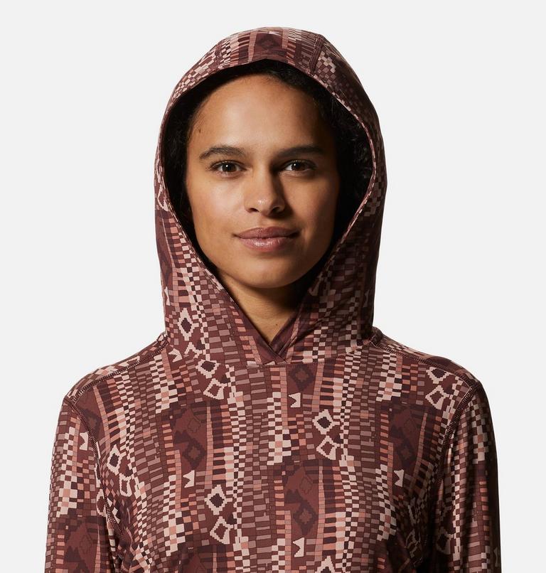 Chandail &agrave; capuchon manches longues Crater Lake, Color: Washed Raisin Geo Print, image 4