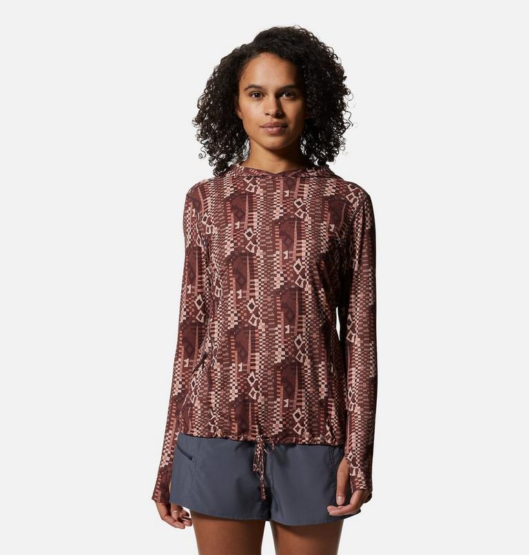 Chandail &agrave; capuchon manches longues Crater Lake, Color: Washed Raisin Geo Print, image 1