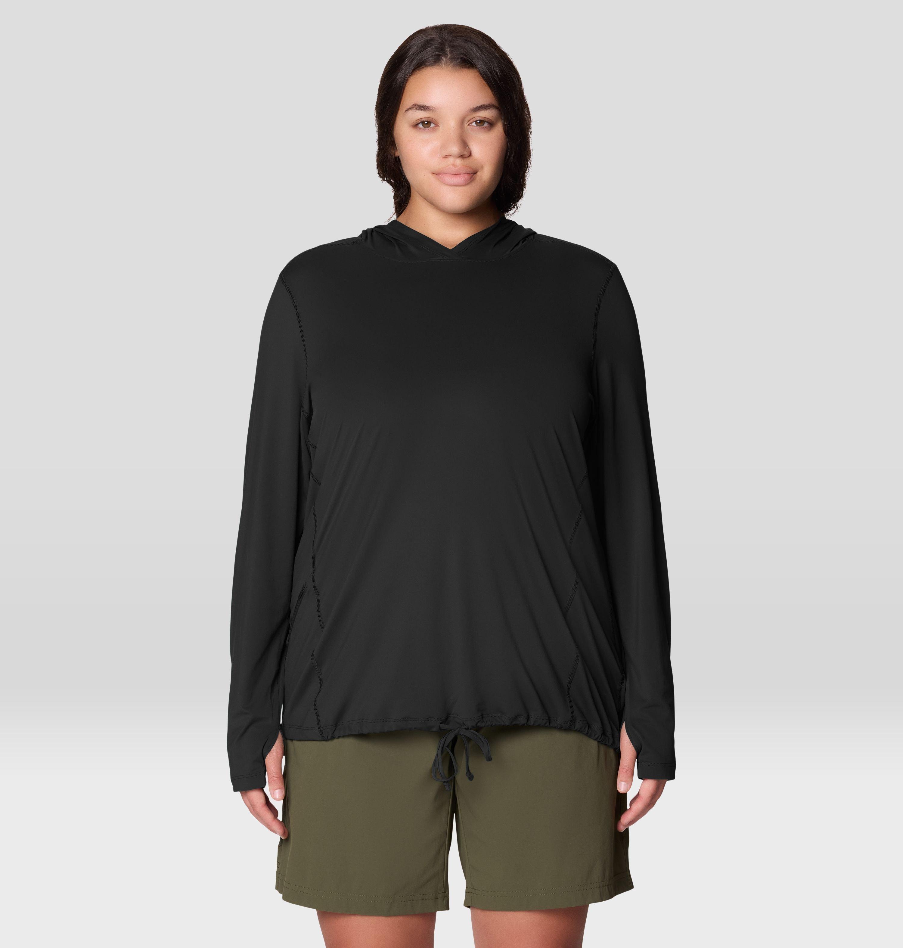Mountain Hardwear Women's Crater Lake Long Sleeve Hoody - Plus Size - 1X - Black
