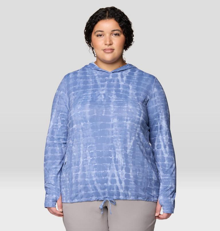 Women's Crater Lake Long Sleeve Hoody - Plus Size, Color: Best Coast Blue Prismatic Print, image 4