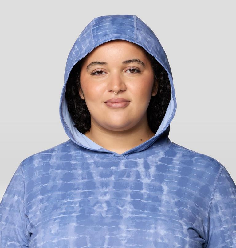 Women's Crater Lake Long Sleeve Hoody - Plus Size, Color: Best Coast Blue Prismatic Print, image 5