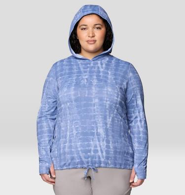 Women's Crater Lake Long Sleeve Hoody - Plus Size, Color: Best Coast Blue Prismatic Print, image 7