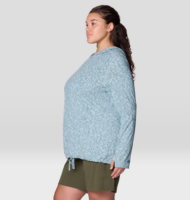 Women's Crater Lake Long Sleeve Hoody - Plus Size, Color: Ice Shadow Peaks Print, image 7