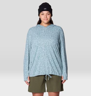 Women's Crater Lake Long Sleeve Hoody - Plus Size, Color: Ice Shadow Peaks Print, image 8