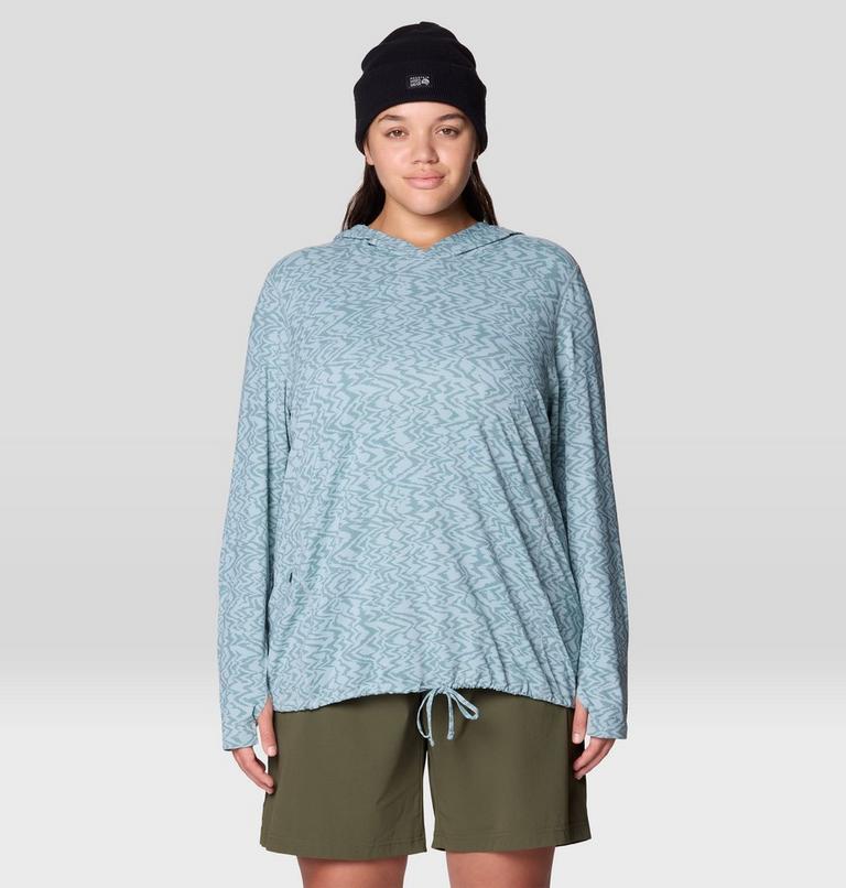 Women's Crater Lake Long Sleeve Hoody - Plus Size, Color: Ice Shadow Peaks Print, image 4