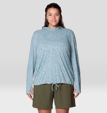 Women's Crater Lake Long Sleeve Hoody - Plus Size, Color: Ice Shadow Peaks Print, image 5