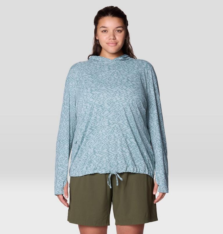 Women's Crater Lake Long Sleeve Hoody - Plus Size, Color: Ice Shadow Peaks Print, image 1