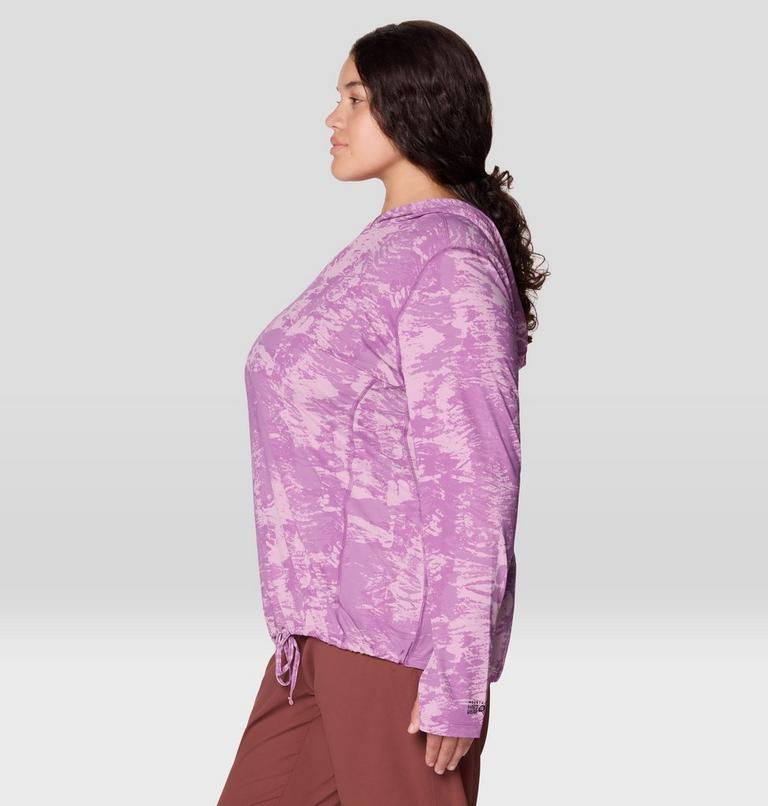Women's Crater Lake Long Sleeve Hoody - Plus Size, Color: Lilac Glow Ink Dyed Print, image 4