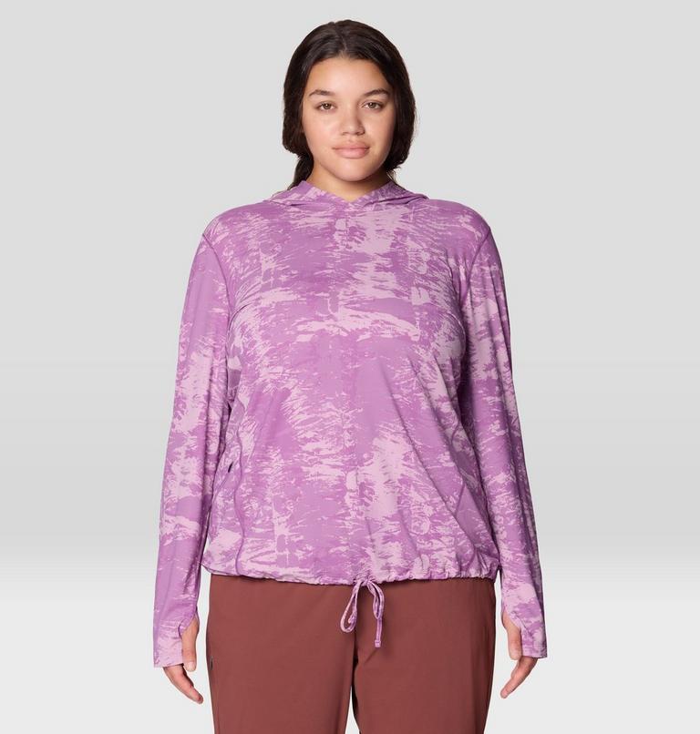 Women's Crater Lake Long Sleeve Hoody - Plus Size, Color: Lilac Glow Ink Dyed Print, image 5