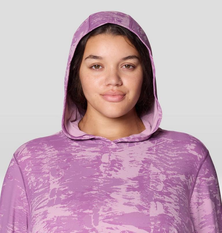Women's Crater Lake Long Sleeve Hoody - Plus Size, Color: Lilac Glow Ink Dyed Print, image 6