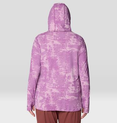 Women's Crater Lake Long Sleeve Hoody - Plus Size, Color: Lilac Glow Ink Dyed Print, image 11