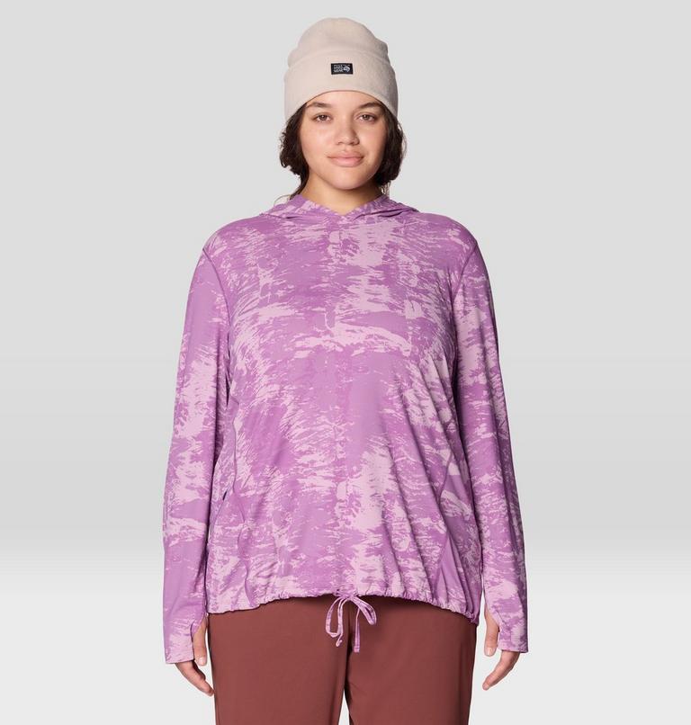 Women's Crater Lake Long Sleeve Hoody - Plus Size, Color: Lilac Glow Ink Dyed Print, image 1
