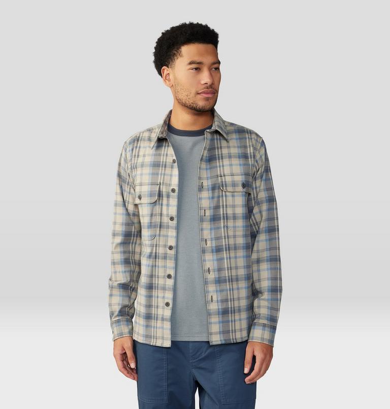 Men's Voyager One Long Sleeve Shirt, Color: Badlands Bucket List Plaid, image 5