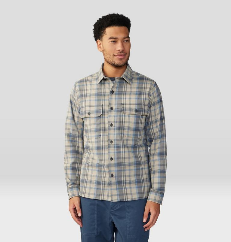 Men's Voyager One Long Sleeve Shirt, Color: Badlands Bucket List Plaid, image 6