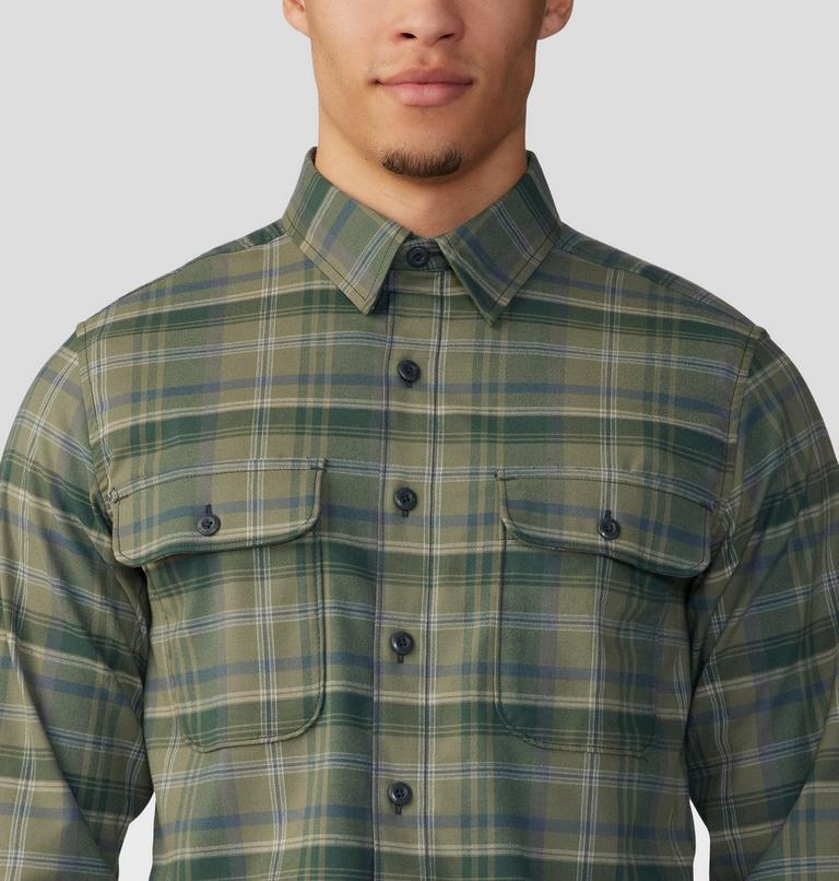 Men's Voyager One Long Sleeve Shirt, Color: Stone Green Bucket List Plaid, image 4
